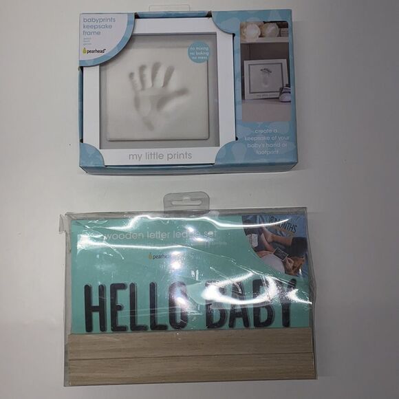 🔥BABYPRINTS KEEPSAKE FRAME & wooden letter ledge set New - Picture 1 of 5